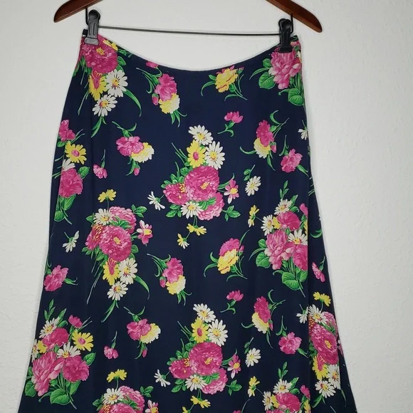 Vintage Lauren Ralph Lauren Womens Silk Floral Maxi Dress Size S Bohemian Y2K - Picture 3 of 16